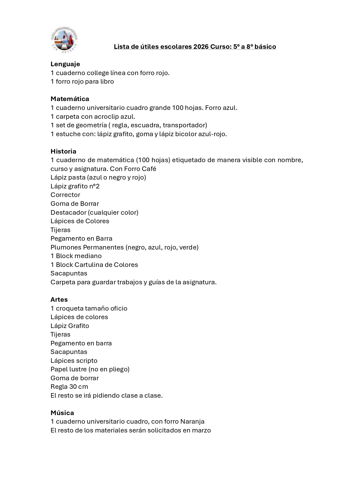 Lista de útiles escolares 2026 5 a 8vo_page-0001